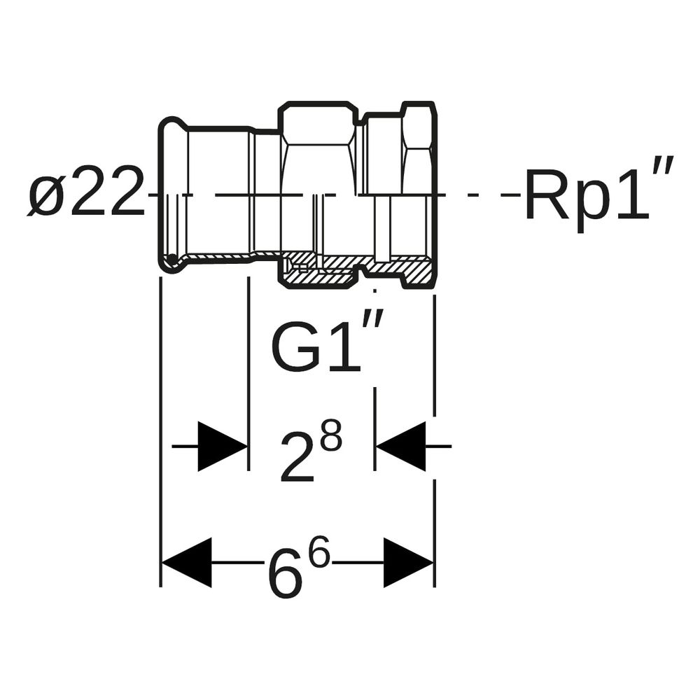 Geberit Mapress Edelstahl Übergangsverschraubung mit Innengewinde D 22mm, Rp 1"... GEBERIT-35305 4024723353058 (Abb. 7)
