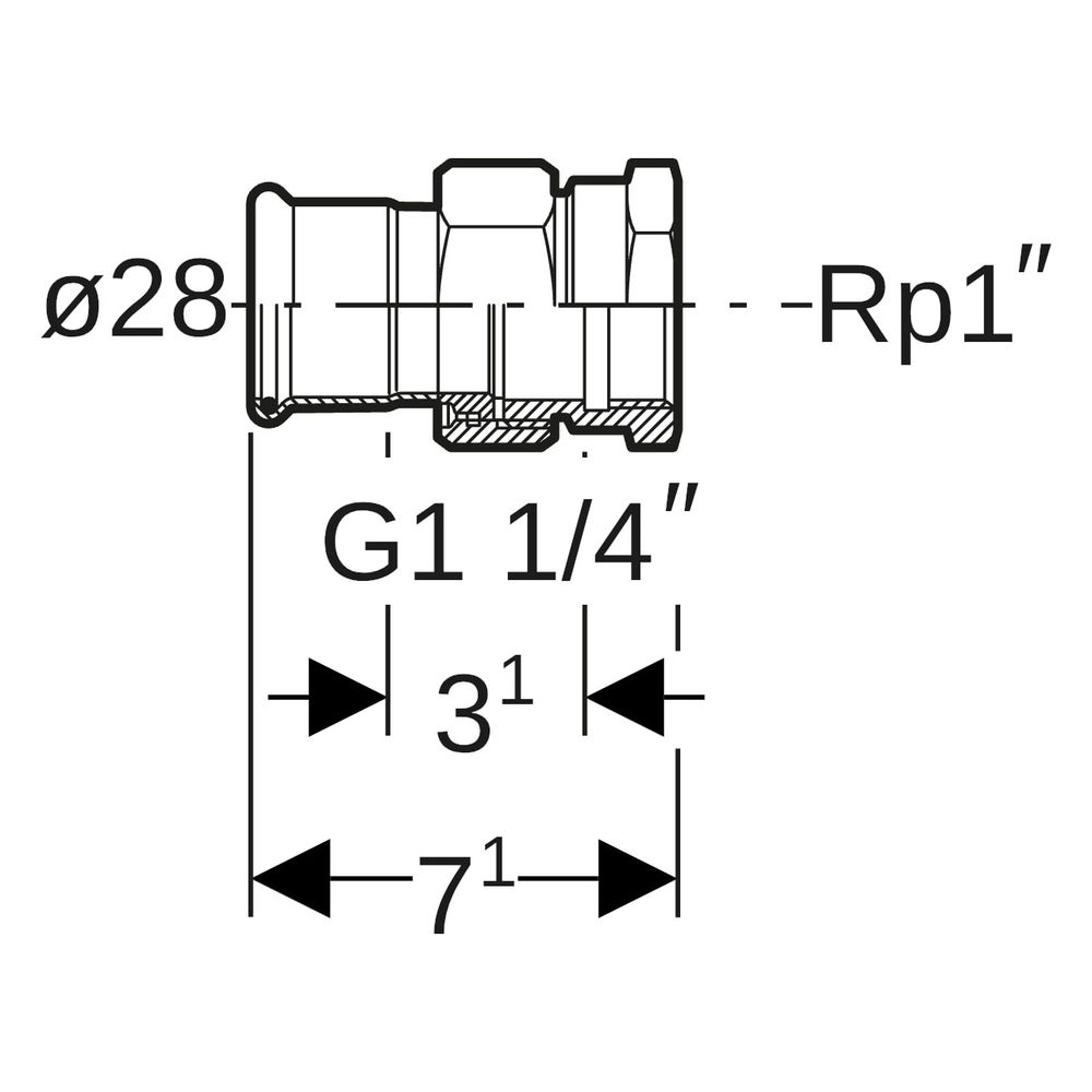 Geberit Mapress Edelstahl Übergangsverschraubung mit Innengewinde D 28mm, Rp 1"... GEBERIT-35306 4024723353065 (Abb. 7)