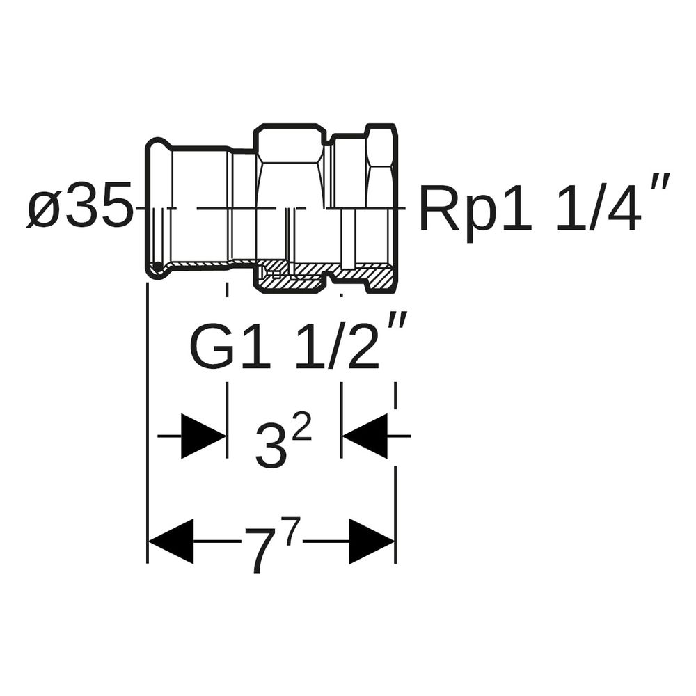 Geberit Mapress Edelstahl Übergangsverschraubung mit Innengewinde D 35mm, Rp 1 1/4"... GEBERIT-35307 4024723353072 (Abb. 7)