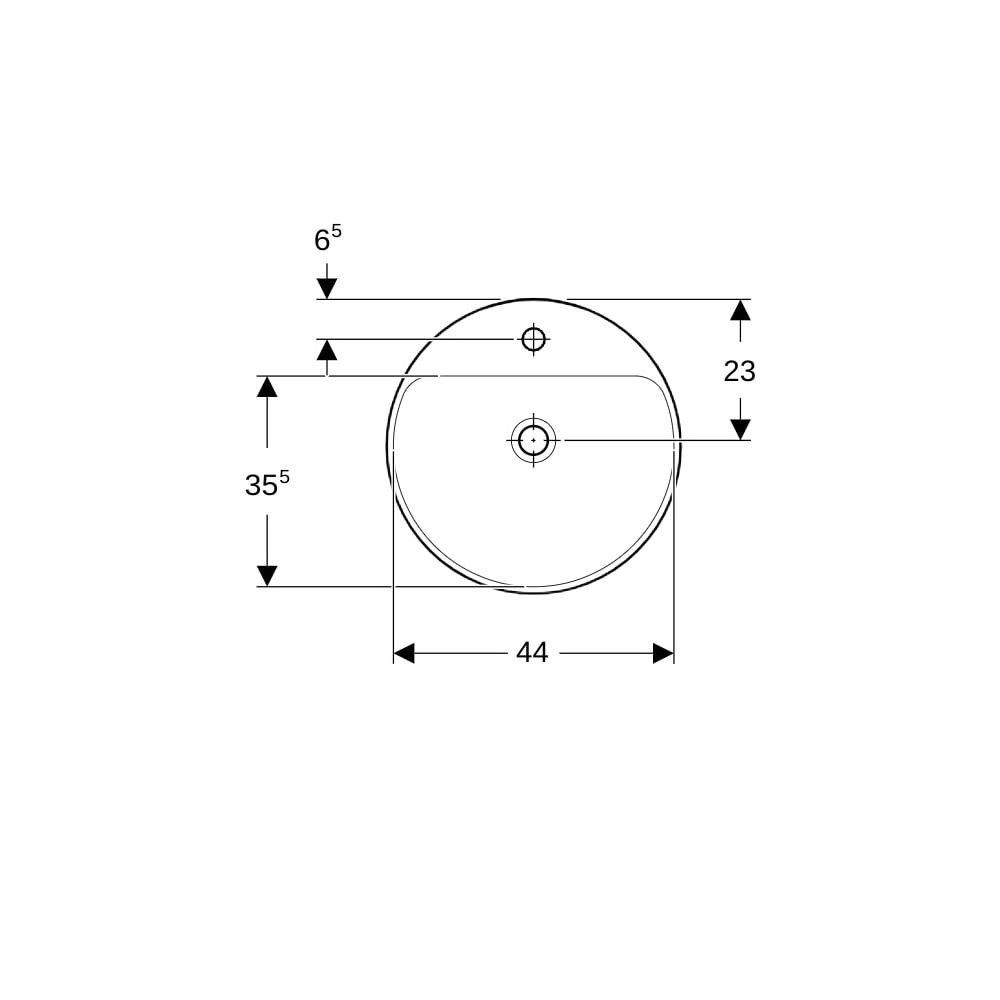 Geberit VariForm Einbauwaschtisch rund, mit Hahnlochbank Durchmesser 48cm, Hahnloch ... GEBERIT-500707012 4025416828587 (Abb. 7)