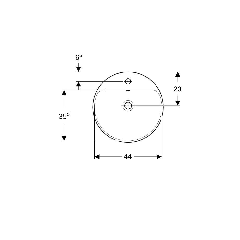Geberit VariForm Einbauwaschtisch, rund mit Hahnlochbank, Durchmesser 48cm, mit Über... GEBERIT-500705002 4025416302056 (Abb. 7)