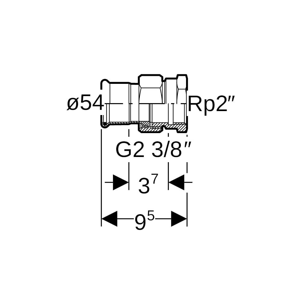 Geberit Mapress Edelstahl Übergangsverschraubung mit Innengewinde d 54mm, Rp 2″, Überwur... GEBERIT-35356 4024723353560 (Abb. 5)