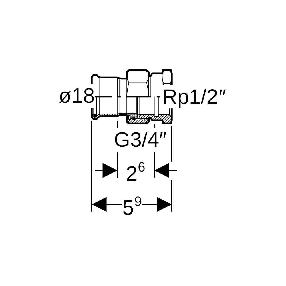 Geberit Mapress Edelstahl Übergangsverschraubung mit Innengewinde LABS-frei, d 18mm, Rp ... GEBERIT-85302 4024723853022 (Abb. 5)
