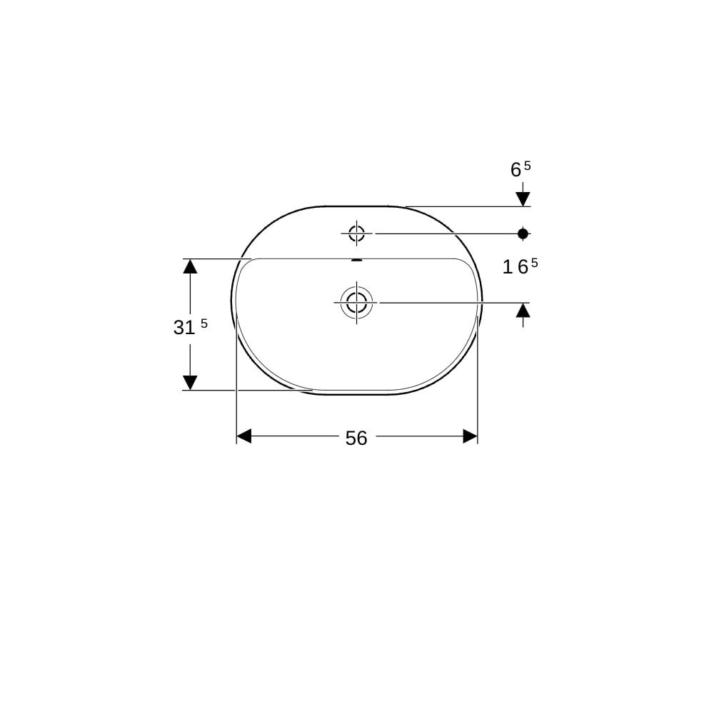 Geberit VariForm Einbauwaschtisch, elliptisch, Hahnlochbank, B 60cm T 45cm Hahnloch ... GEBERIT-500733012 4025416562795 (Abb. 7)