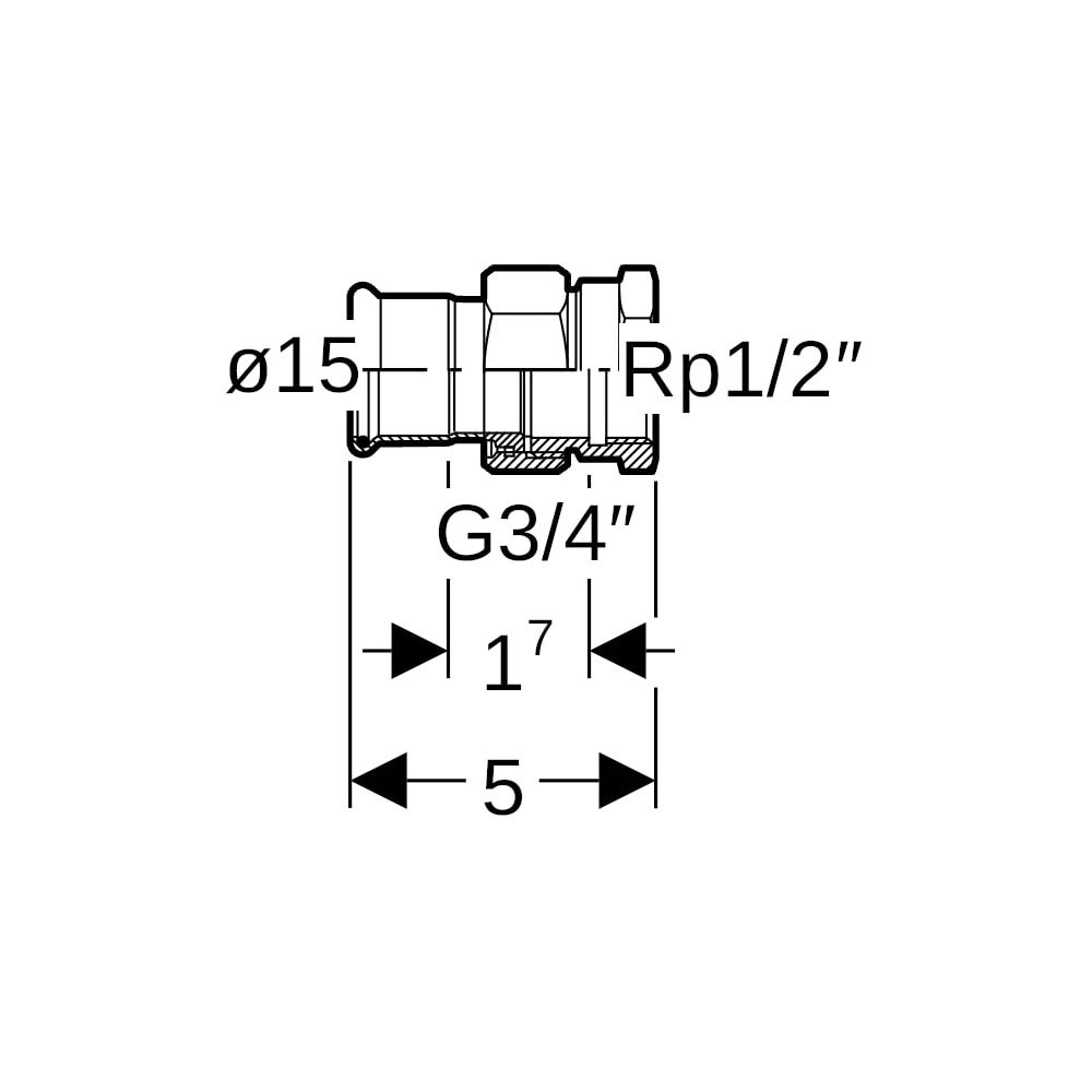 Geberit Mapress Kupfer Übergangsverschraubung mit Innengewinde, d 15mm, Rp 1/2″, Rotguss... GEBERIT-65482 4024723654827 (Abb. 5)