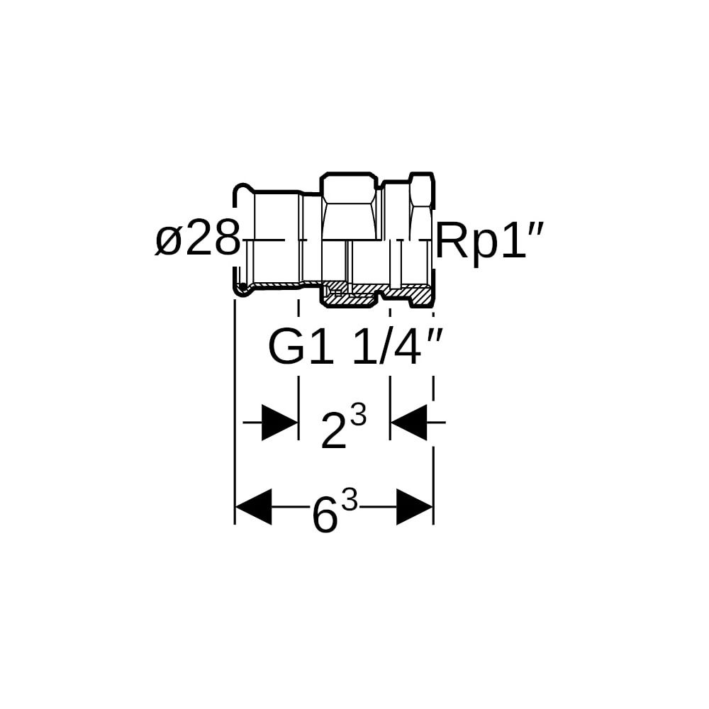 Geberit Mapress Kupfer Übergangsverschraubung mit Innengewinde, d 28mm, Rp 1″, Rotguss b... GEBERIT-65485 4024723654858 (Abb. 5)