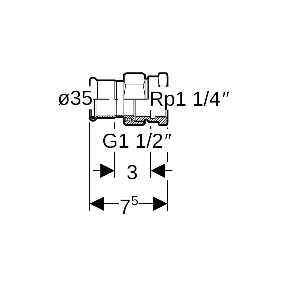 Geberit Mapress Kupfer Übergangsverschraubung mit Innengewinde, d 35mm, Rp 1 1/4″, Rotgu... GEBERIT-65486 4024723654865 (Abb. 5)