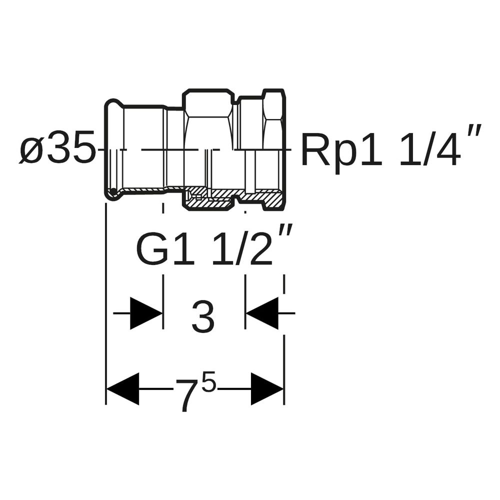 Geberit Mapress Kupfer Übergangsverschraubung mit Innengewinde, D 35mm, Rp 1 1/4", Rotgu... GEBERIT-65486 4024723654865 (Abb. 7)