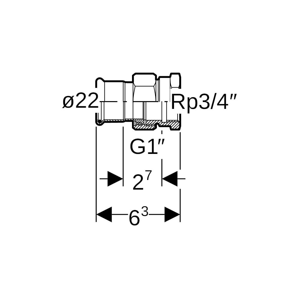 Geberit Mapress Therm Übergangsverschraubung mit Innengewinde d 22mm, Rp 3/4″... GEBERIT-45404 4025410097576 (Abb. 4)