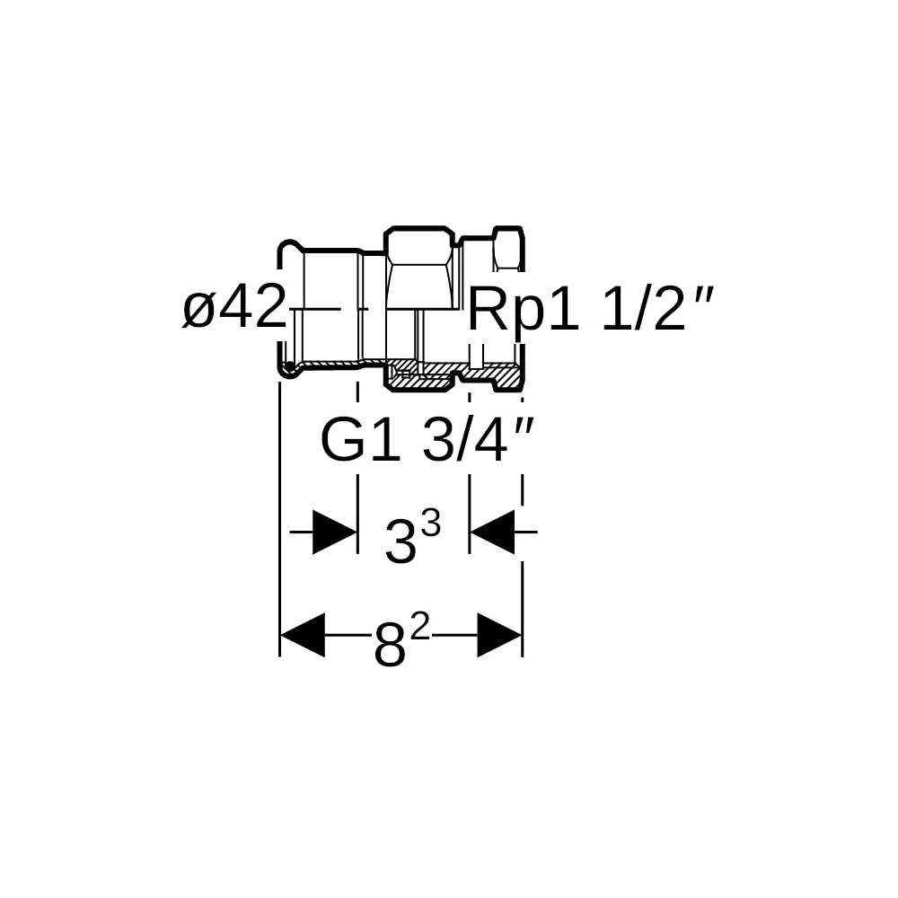 Geberit Mapress Therm Übergangsverschraubung mit Innengewinde d 42mm, Rp 1 1/2″... GEBERIT-45408 4025410097606 (Abb. 4)