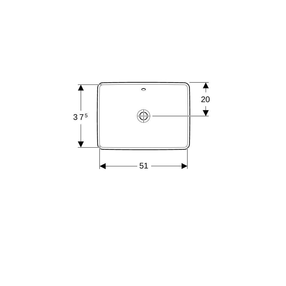 Geberit VariForm Einbauwaschtisch rechteckig, Breite 55cm, Tiefe 40cm, ohne Hahnloch... GEBERIT-500737012 4025416578406 (Abb. 7)