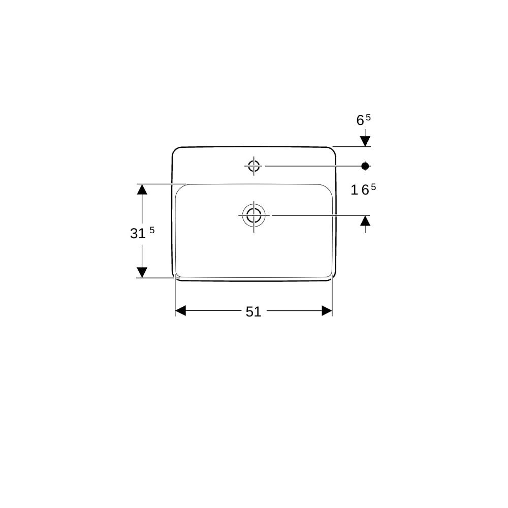 Geberit VariForm Einbauwaschtisch rechteckig, Hahnlochbank, Breite 55cm, Tiefe 45cm,... GEBERIT-500743012 4025416691617 (Abb. 7)