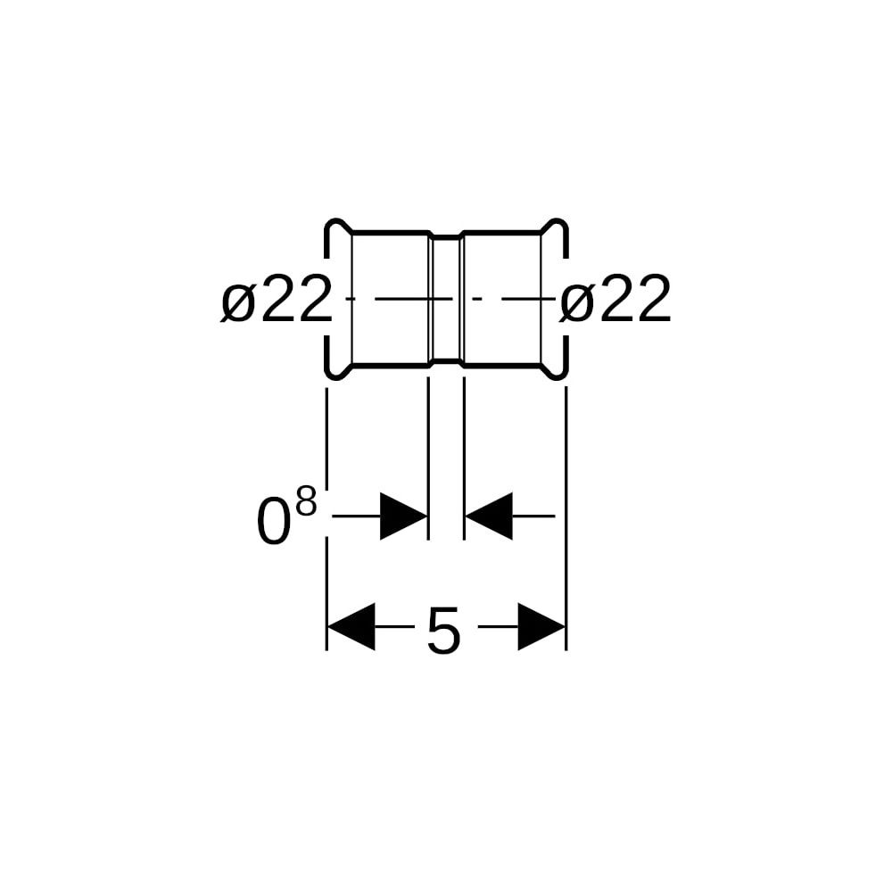 Geberit Mapress C-Stahl Muffe Außendurchmesser 22mm... GEBERIT-22004 4024723220046 (Abb. 5)