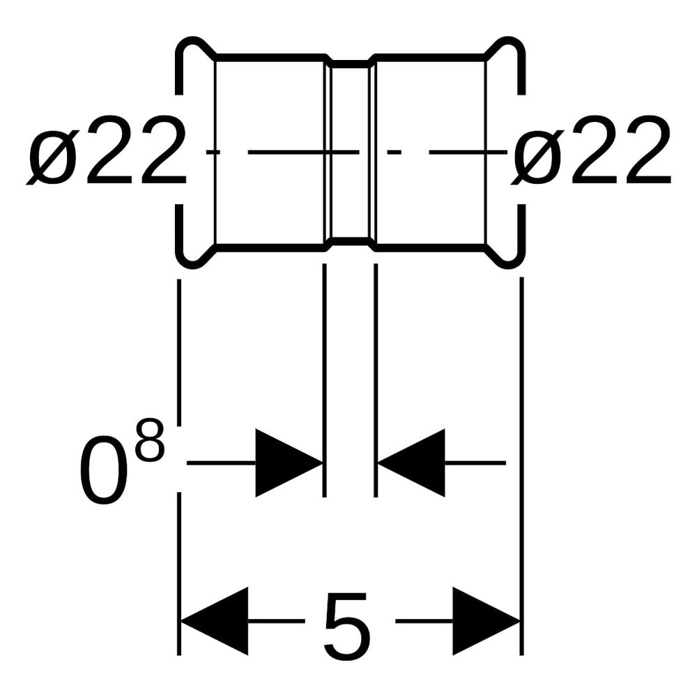 Geberit Muffe Mapress Therm 44004, DN 20, 22mm, 50mm, Edelstahl, Edelstahl... GEBERIT-44004 4025410097378 (Abb. 6)