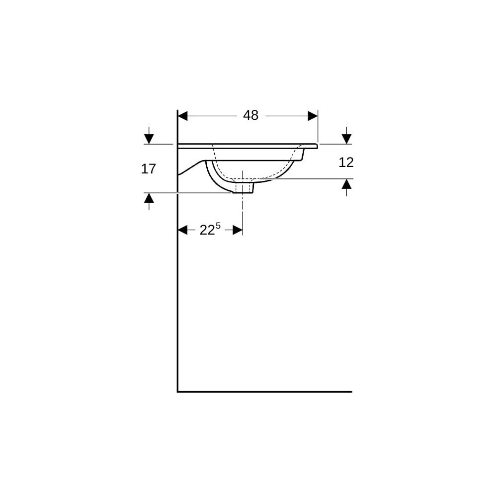 Geberit Renova Plan Doppelmöbelwaschtisch, Breite 130cm, Tiefe 48cm, Hahnloch mittig... GEBERIT-122230600 4022009368970 (Abb. 9)