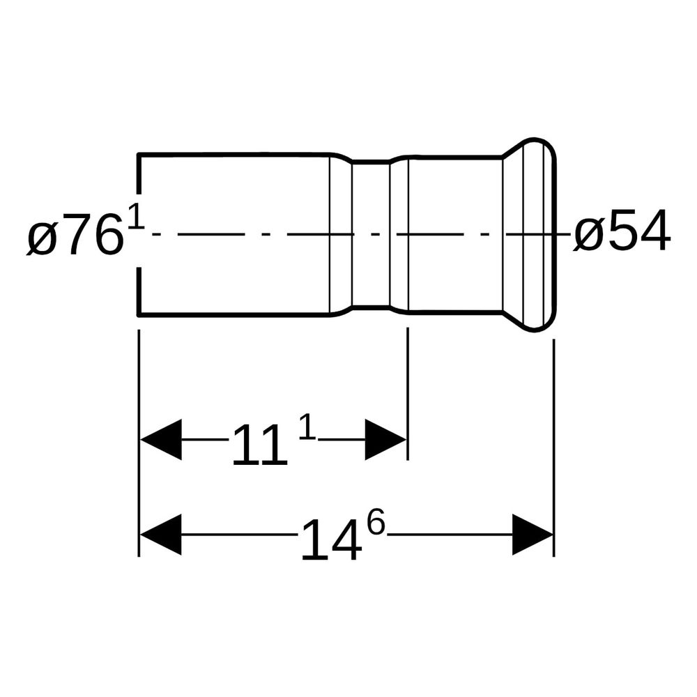 Geberit Mapress Therm Reduktion mit Einschubende D 76,1mm, D1 54mm, 42428... GEBERIT-42428 4025410096722 (Abb. 6)