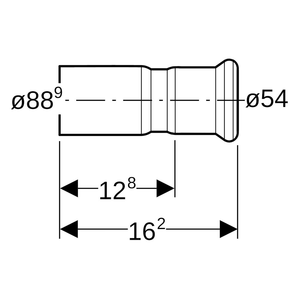 Geberit Mapress Therm Reduktion mit Einschubende D 88,9mm, D1 54mm, 42438... GEBERIT-42438 4025410096739 (Abb. 6)