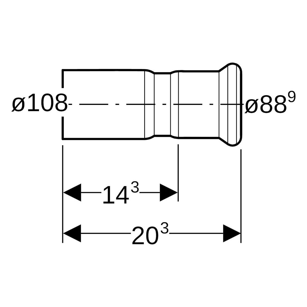 Geberit Mapress Therm Reduktion mit Einschubende D 108mm, D1 88,9mm, 42448... GEBERIT-42448 4025410096760 (Abb. 6)