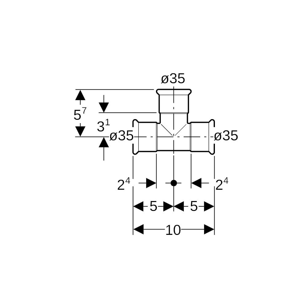 Geberit Mapress C-Stahl T-Stück egal Außendurchmesser 35mm... GEBERIT-21006 4024723210061 (Abb. 5)