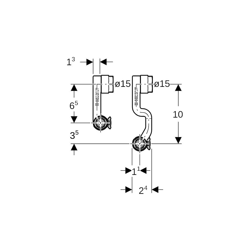 Geberit FlowFit Set Anschluss-Endstücke für Vor-/Rücklauf, mit Anschlussverschraubun... GEBERIT-619450221 4025416602002 (Abb. 7)