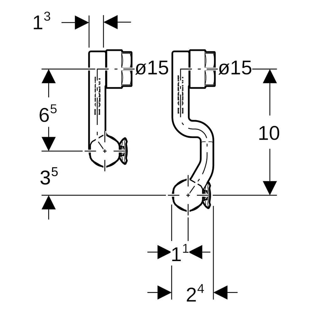 Geberit FlowFit Set Anschluss-Endstücke für Vor-/Rücklauf, mit Anschlussverschraubun... GEBERIT-619460221 4025416602040 (Abb. 8)