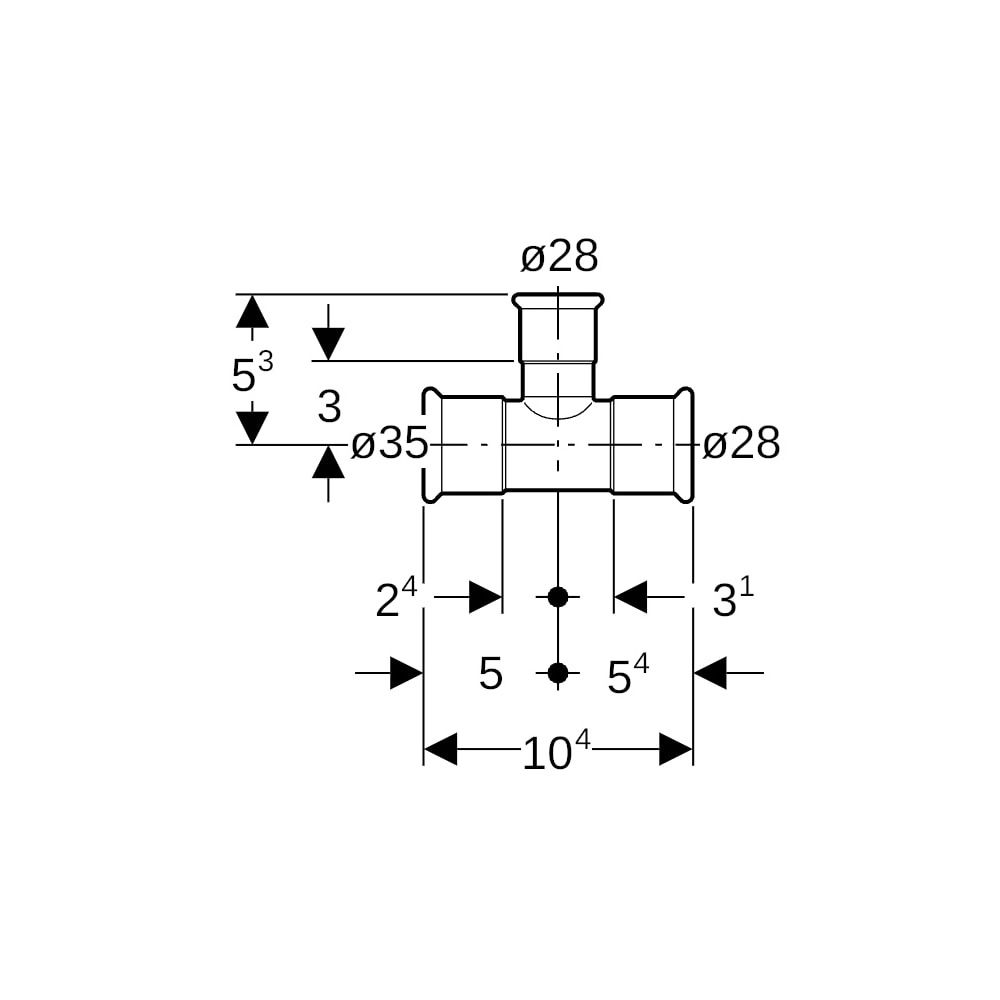 Geberit Mapress Edelstahl T-Stück reduziert d 35mm, d1 28mm, d2 28mm... GEBERIT-31242 4024723312420 (Abb. 5)