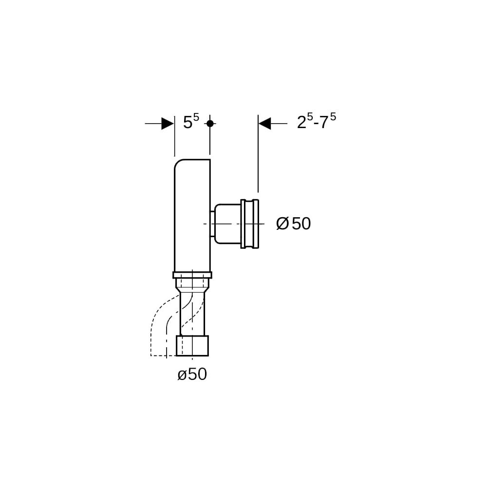 Geberit Unterputz-Geruchsverschluss für Urinal, Abgang vertikal Außendurchmesser 50m... GEBERIT-152627161 4025416019411 (Abb. 7)