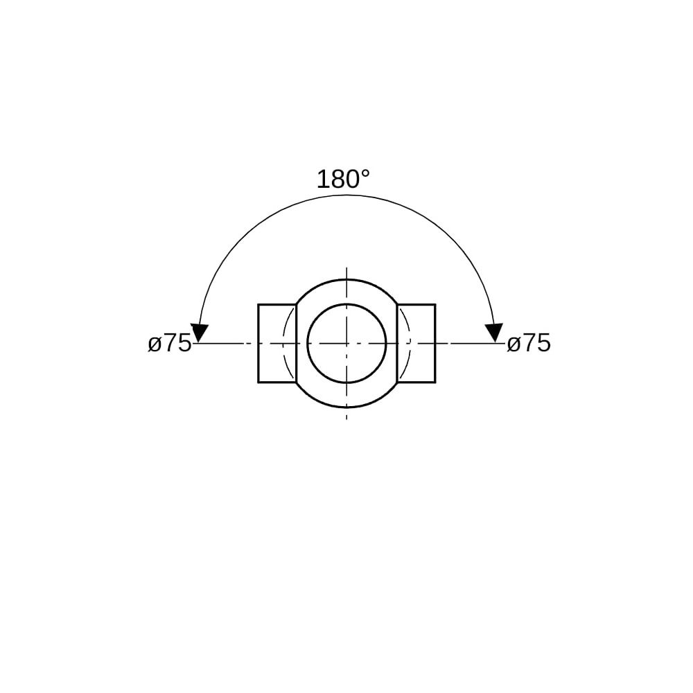 Geberit PE Kugelabzweig 88,5 Grad zweifach, Anschlüsse 180 Grad versetzt d 75mm, d1 ... GEBERIT-365275161 4025416027300 (Abb. 6)