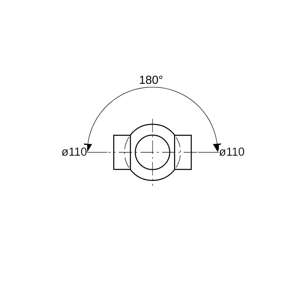 Geberit PE Kugelabzweig 88,5 Grad zweifach, Anschlüsse 180 Grad versetzt d 110mm, d1... GEBERIT-367285161 4025416031260 (Abb. 6)