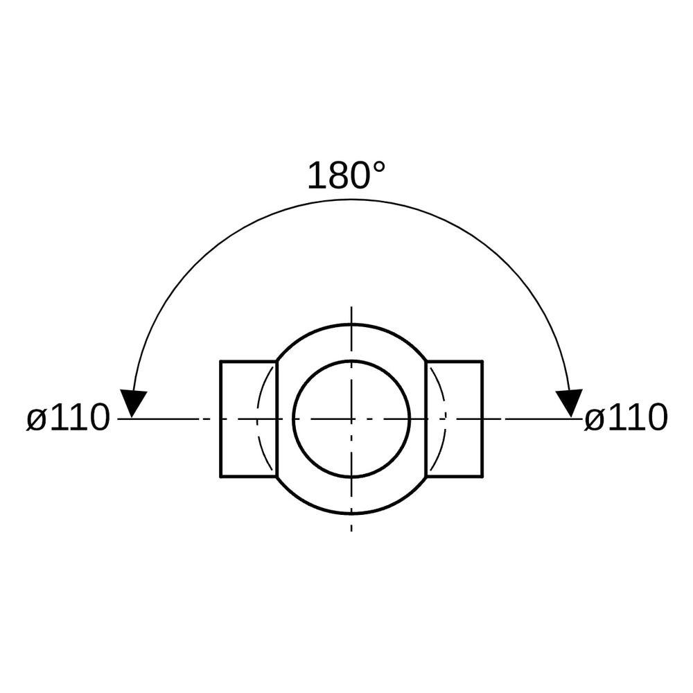 Geberit PE Kugelabzweig 88,5 Grad zweifach, Anschlüsse 180 Grad versetzt D 110mm, D1... GEBERIT-367285161 4025416031260 (Abb. 8)