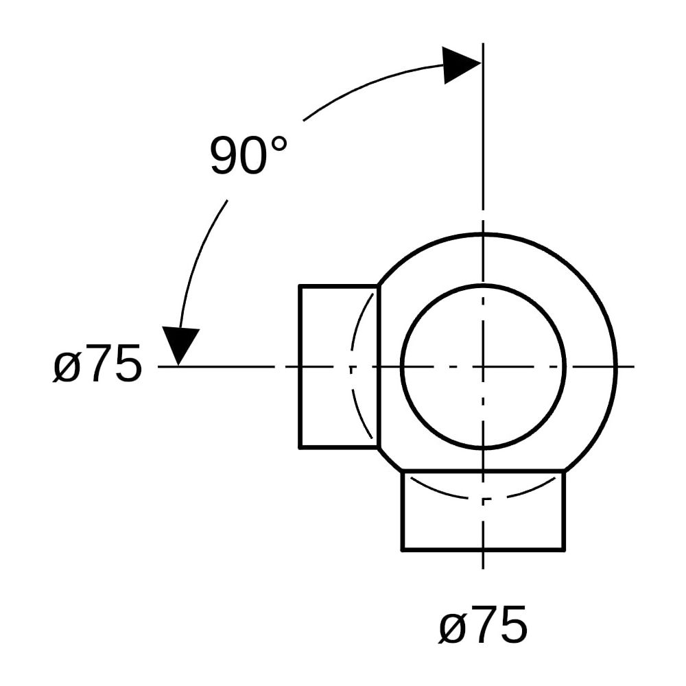 Geberit PE Kugelabzweig 88,5 Grad zweifach, Anschlüsse 90 Grad versetzt D 75mm, D1 7... GEBERIT-365325161 4025416027317 (Abb. 8)