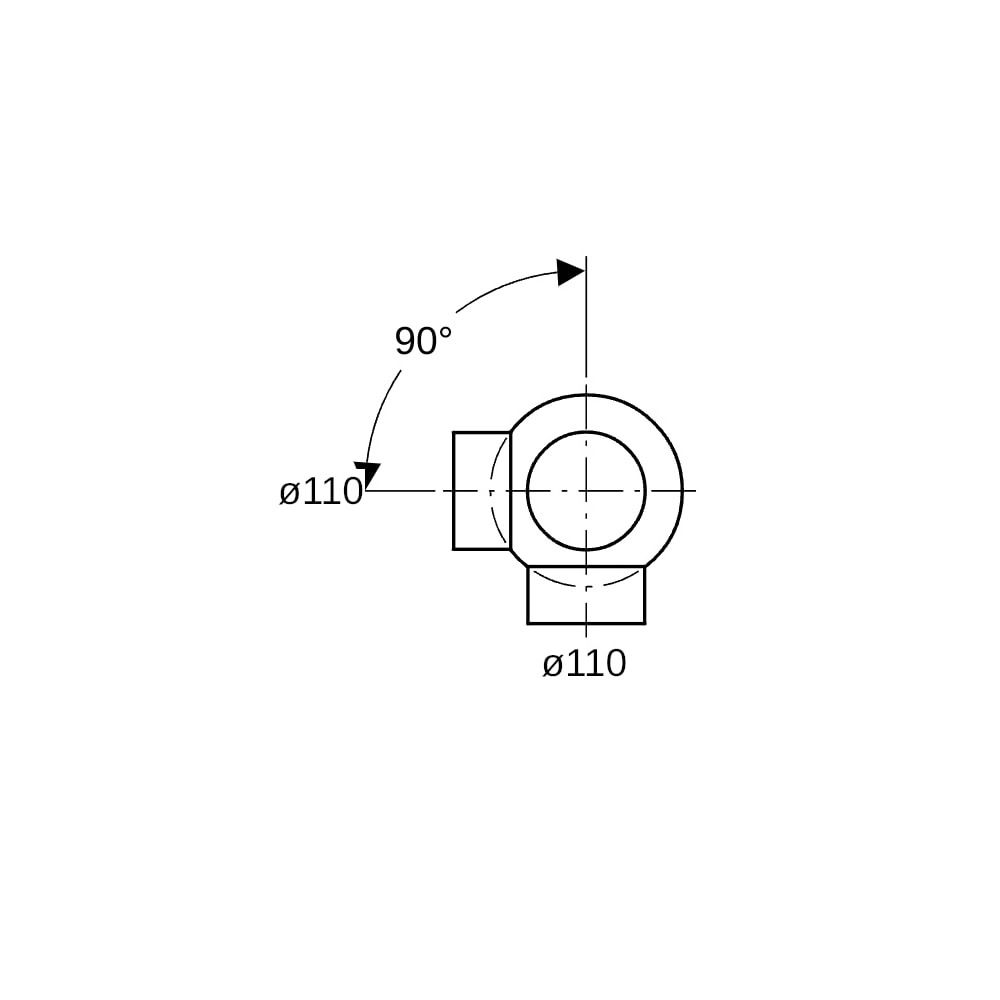 Geberit PE Kugelabzweig 88,5 Grad zweifach, Anschlüsse 90 Grad versetzt d 110mm, d1 ... GEBERIT-367335161 4025416031321 (Abb. 6)
