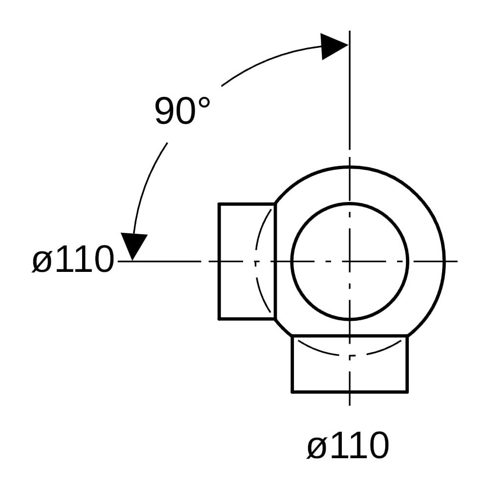 Geberit PE Kugelabzweig 88,5 Grad zweifach, Anschlüsse 90 Grad versetzt D 110mm, D1 ... GEBERIT-367335161 4025416031321 (Abb. 8)