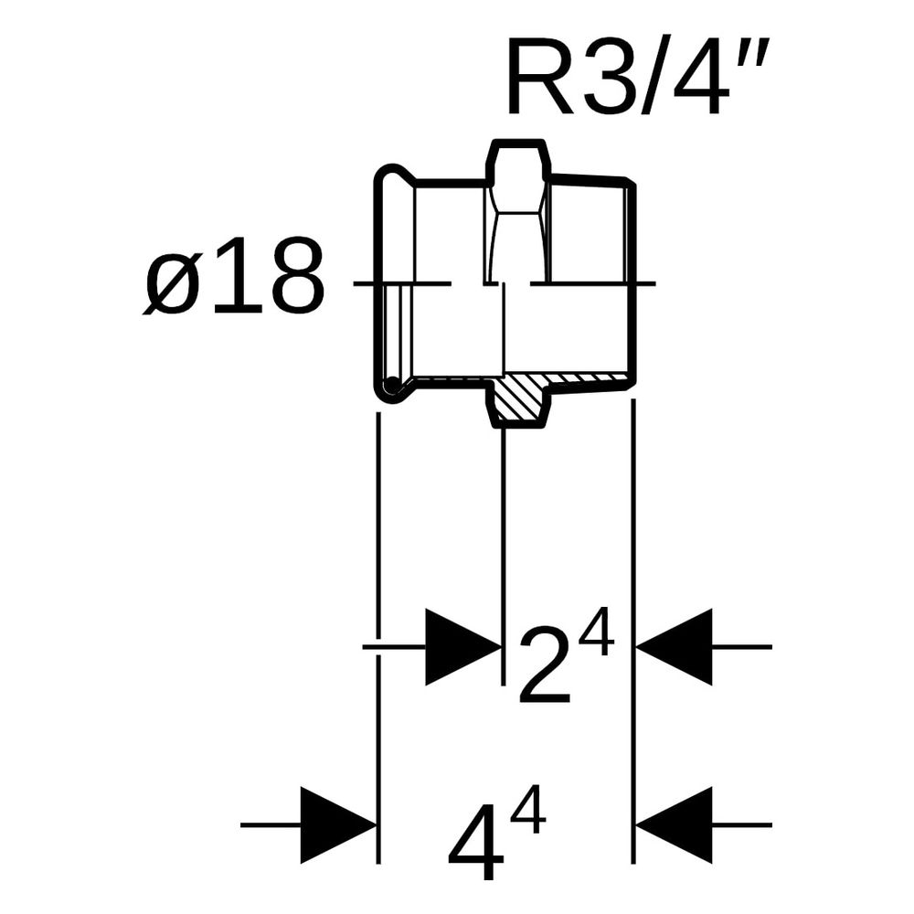 Geberit Mapress Edelstahl Übergang mit Außengewinde D 18mm, R 3/4", 31705... GEBERIT-31705 4024723317050 (Abb. 8)