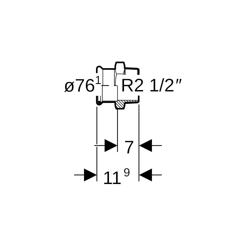 Geberit Mapress Edelstahl Übergang mit Außengewinde d 76,1mm, R 2 1/2″... GEBERIT-31713 4024723317135 (Abb. 5)