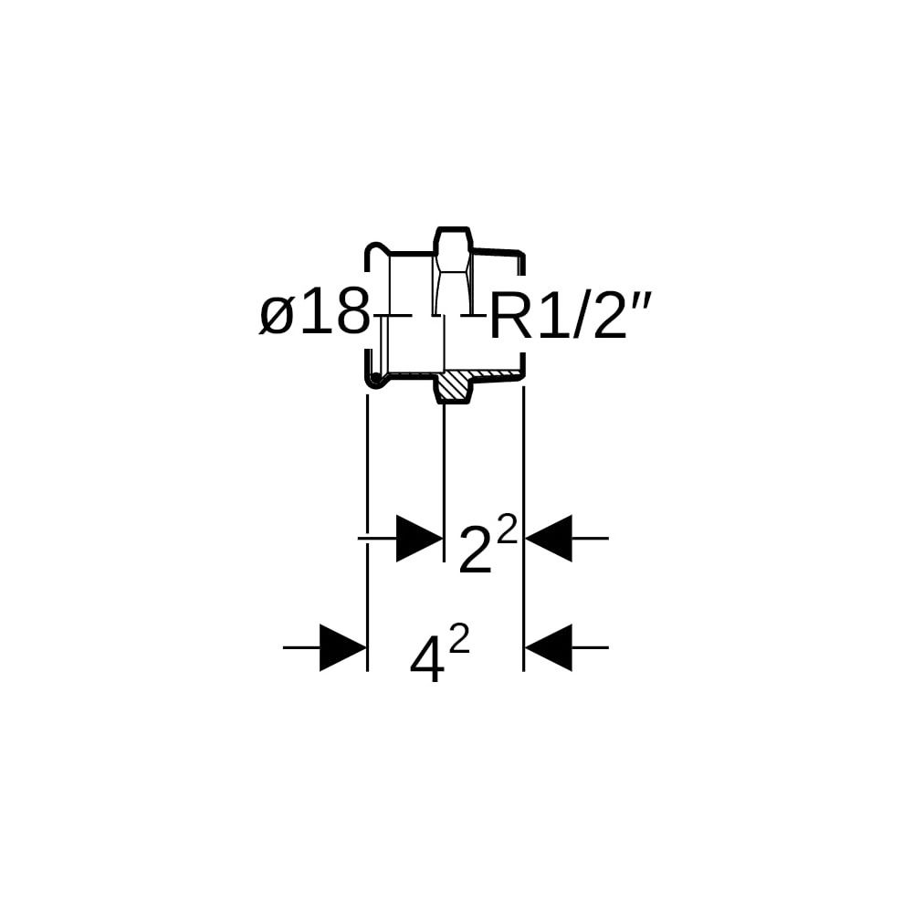 Geberit Mapress Edelstahl Übergang mit Außengewinde, Gas, d 18mm, R 1/2"... GEBERIT-34067 4024723340676 (Abb. 5)