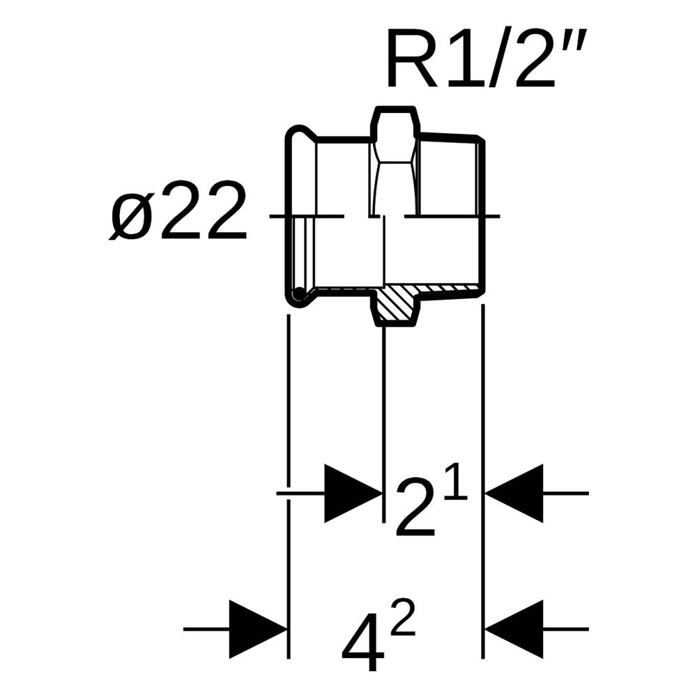 Geberit Mapress Edelstahl Übergang mit Außengewinde, Gas, D 22mm, R 1/2"... GEBERIT-34069 4024723340690 (Abb. 8)