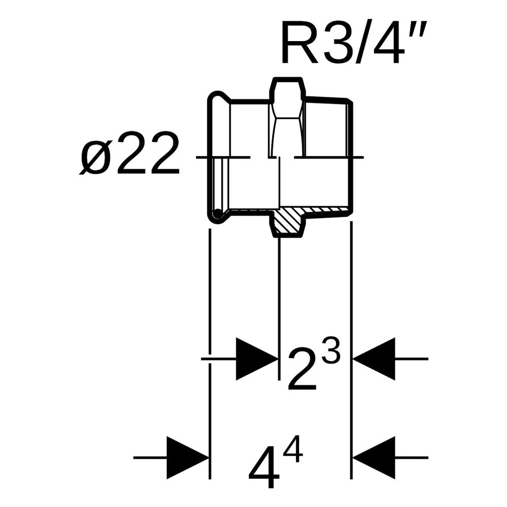 Geberit Mapress Edelstahl Übergang mit Außengewinde, Gas, D 22mm, R 3/4"... GEBERIT-34070 4024723340706 (Abb. 8)
