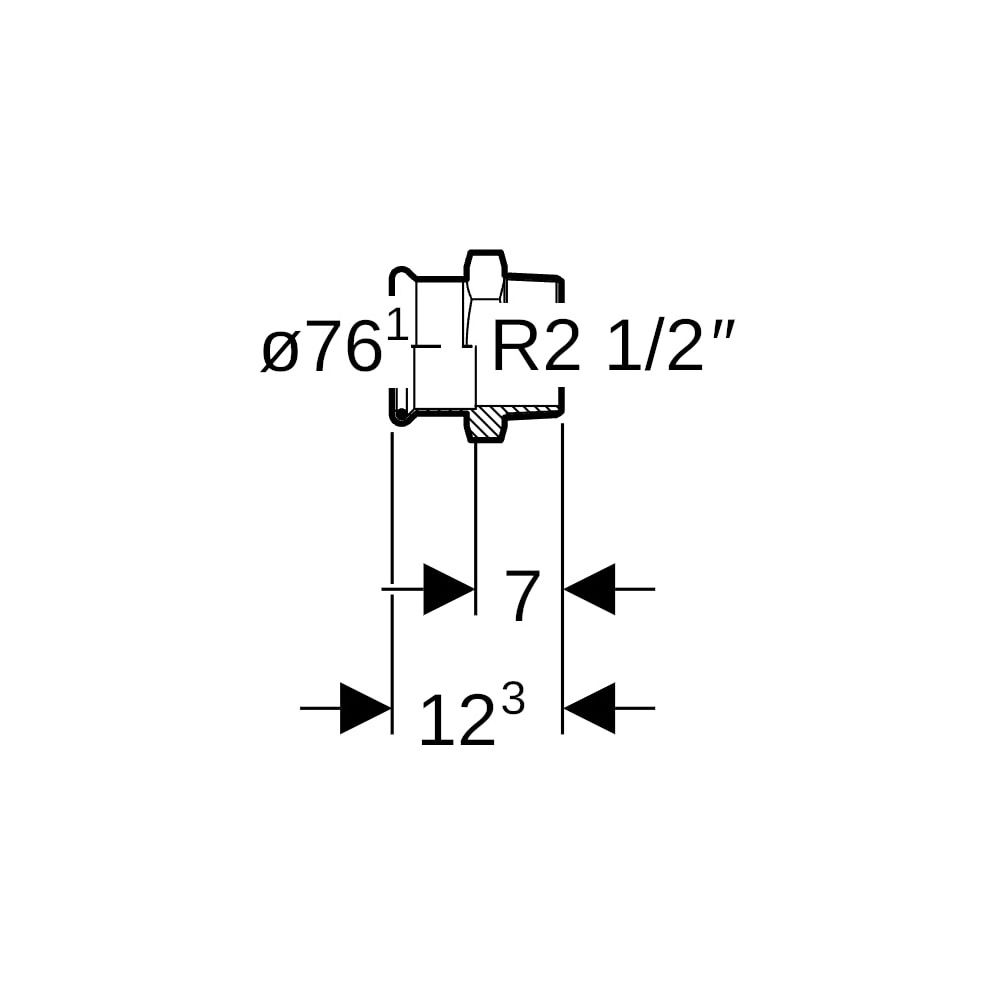 Geberit Mapress Edelstahl Übergang mit Außengewinde, Gas, d 76,1mm, R 2 1/2"... GEBERIT-34077 4024723340775 (Abb. 5)