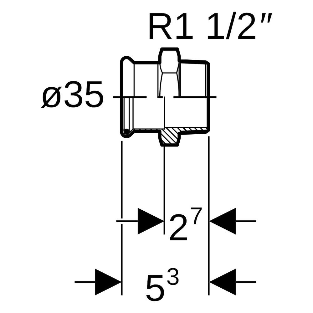 Geberit Mapress Edelstahl Übergang mit Außengewinde LABS-frei, D 35mm, R 1 1/2"... GEBERIT-81720 4024723817208 (Abb. 8)