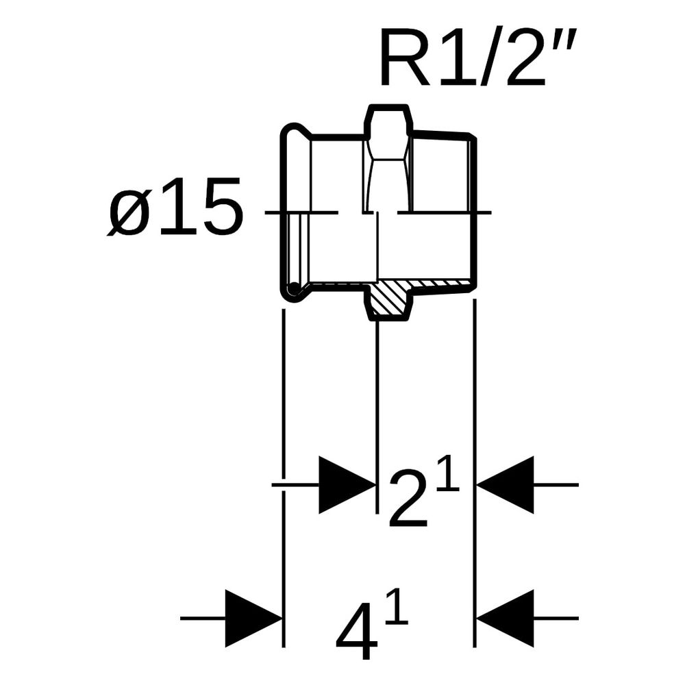 Geberit Mapress C-Stahl Übergang mit Außengewinde D 15mm, R 1/2", 21703... GEBERIT-21703 4024723217039 (Abb. 8)