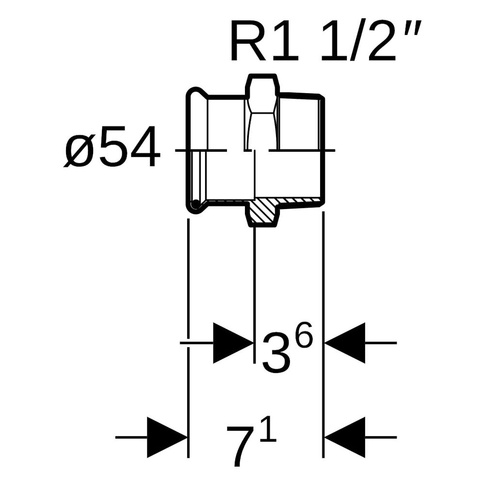 Geberit Mapress C-Stahl Übergang mit Außengewinde D 54mm, R 1 1/2", 21722... GEBERIT-21722 4024723217220 (Abb. 8)