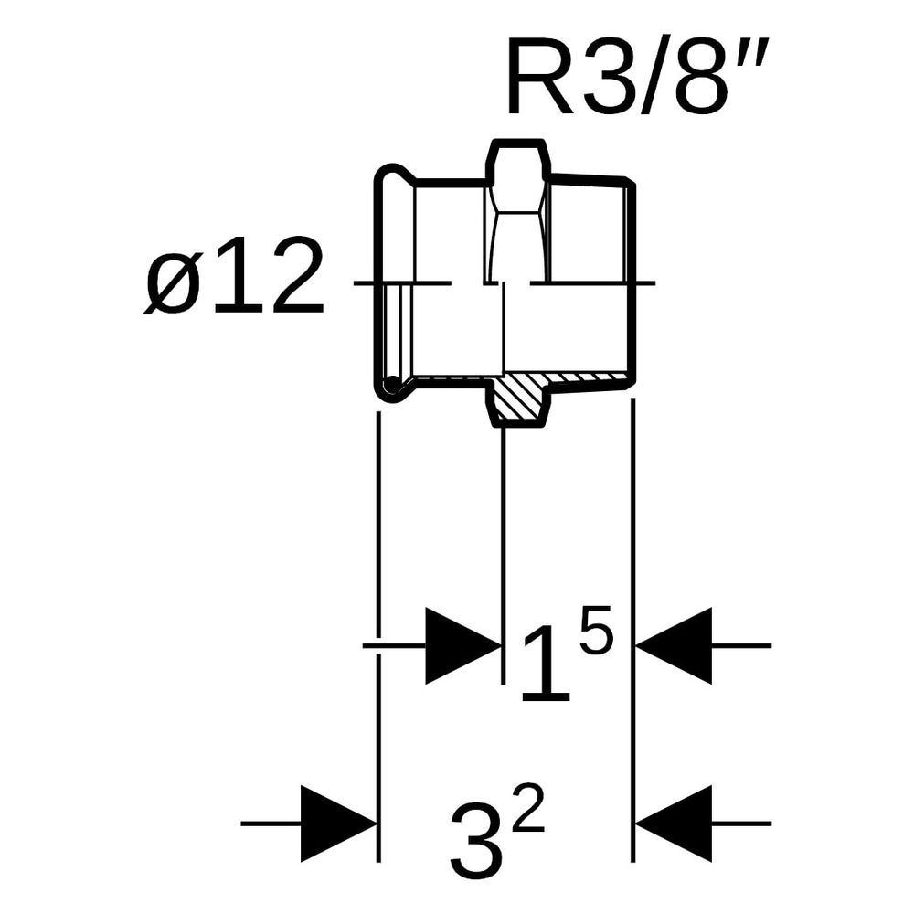 Geberit Mapress Kupfer Übergang mit Außengewinde, D 12mm, R 3/8", Rotguss bleifrei... GEBERIT-61701 4024723617013 (Abb. 8)