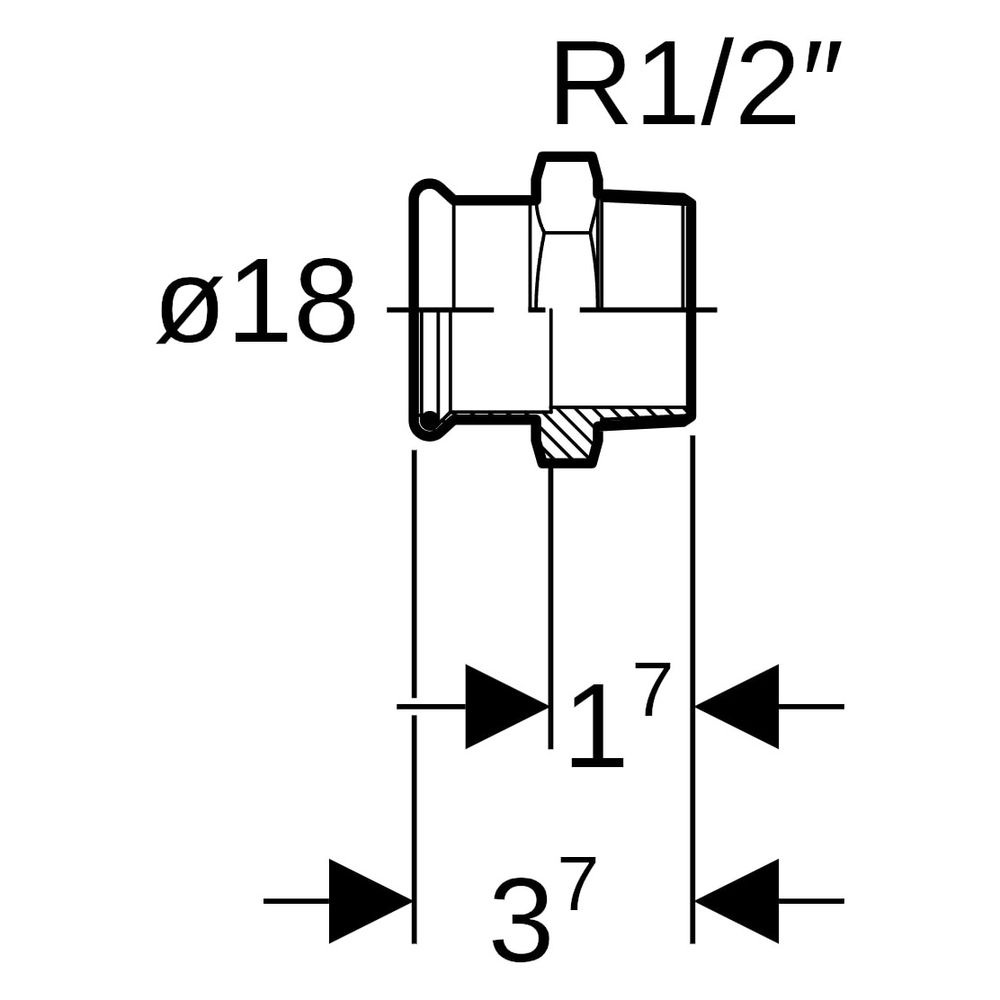Geberit Mapress Kupfer Übergang mit Außengewinde, D 18mm, R 1/2", Rotguss bleifrei... GEBERIT-61704 4024723617044 (Abb. 8)