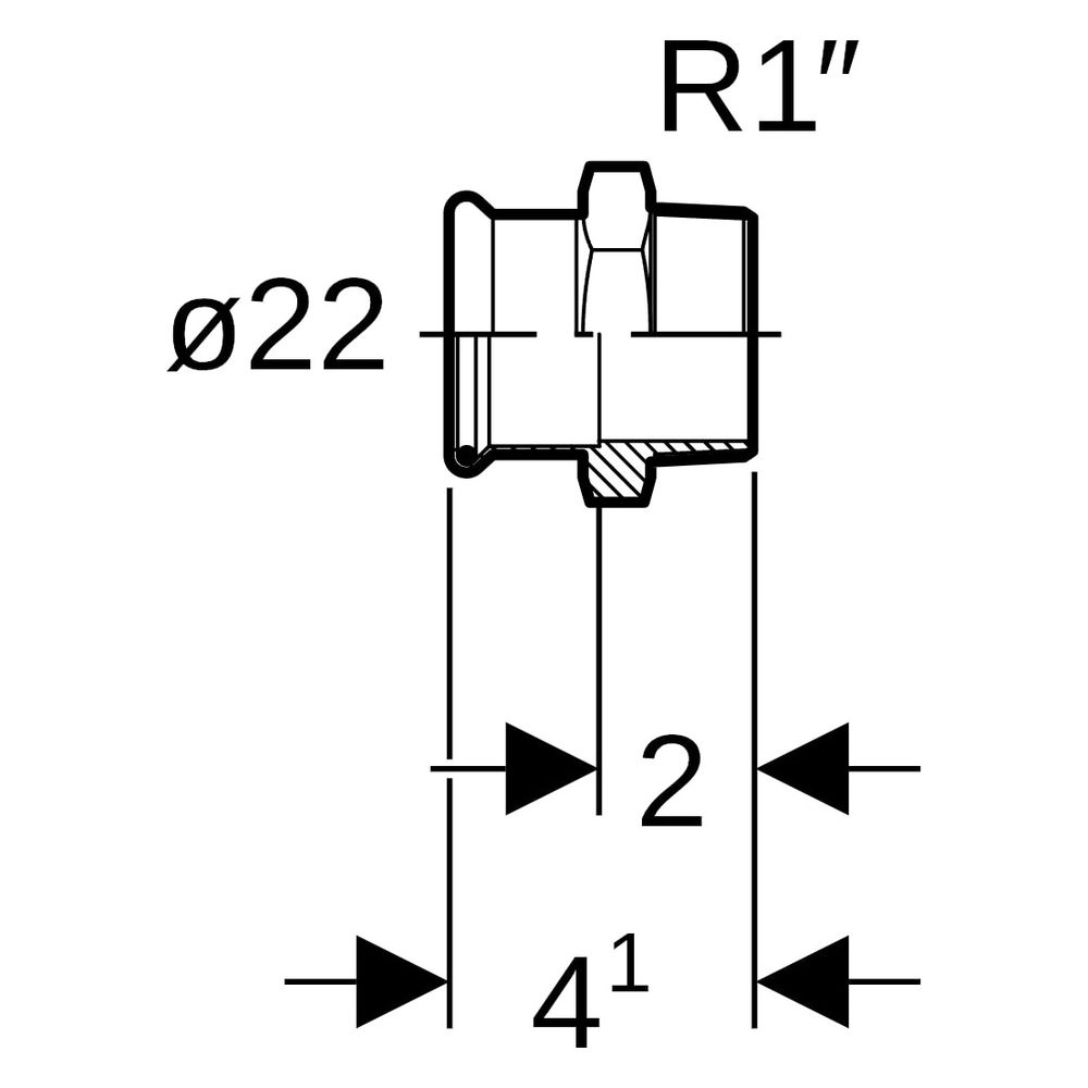 Geberit Mapress Kupfer Übergang mit Außengewinde, D 22mm, R 1", Rotguss bleifrei... GEBERIT-61716 4024723617167 (Abb. 8)