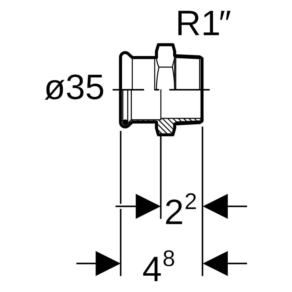 Geberit Mapress Kupfer Übergang mit Außengewinde, D 35mm, R 1", Rotguss bleifrei... GEBERIT-61719 4024723617198 (Abb. 8)