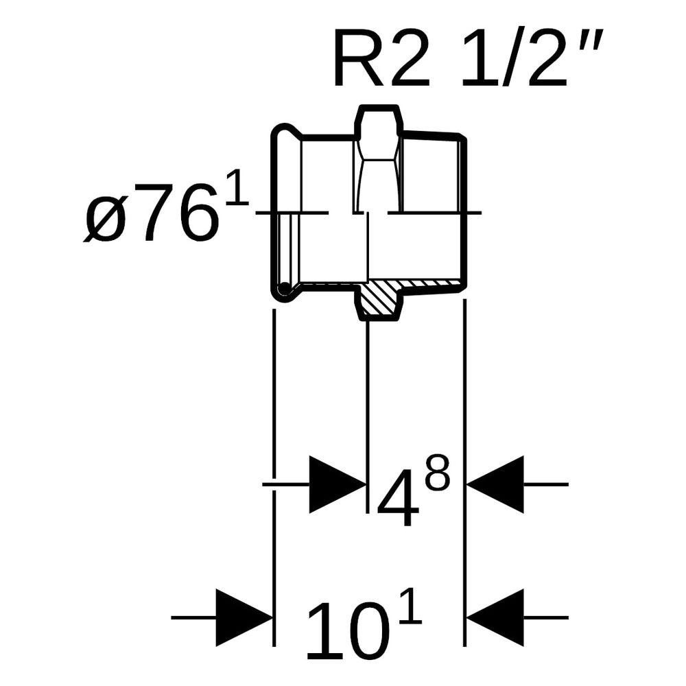 Geberit Mapress Kupfer Übergang mit Außengewinde, D 76,1mm, R 2 1/2", Rotguss bleifrei... GEBERIT-61732 4024723617327 (Abb. 8)