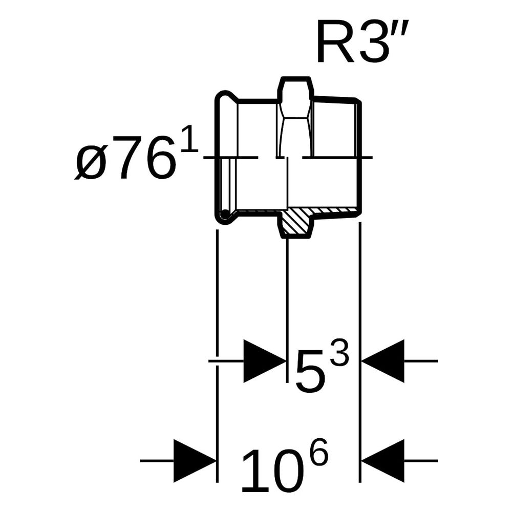Geberit Mapress Kupfer Übergang mit Außengewinde, D 76,1mm, R 3", Rotguss bleifrei... GEBERIT-61733 4024723617334 (Abb. 8)
