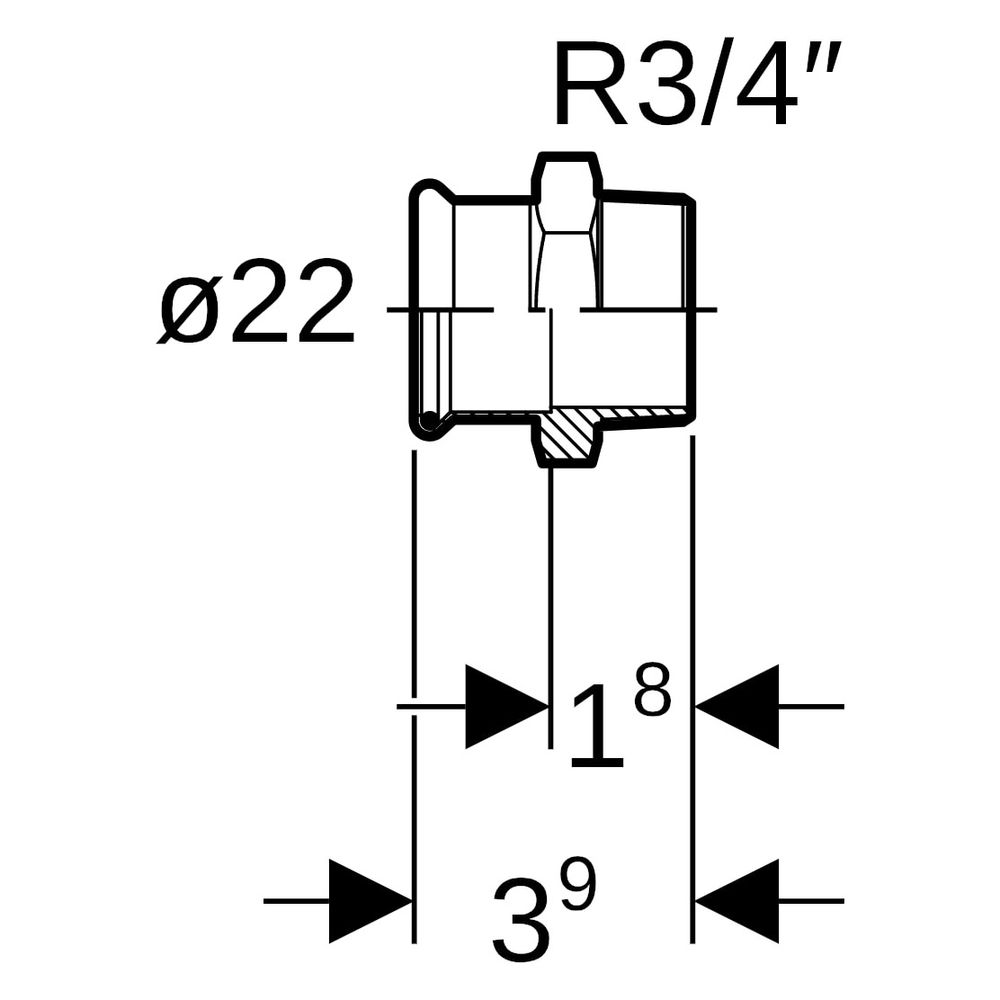 Geberit Mapress Kupfer Übergang mit Außengewinde Gas, D 22mm, R 3/4", Rotguss bleifrei... GEBERIT-34670 4024723346708 (Abb. 8)