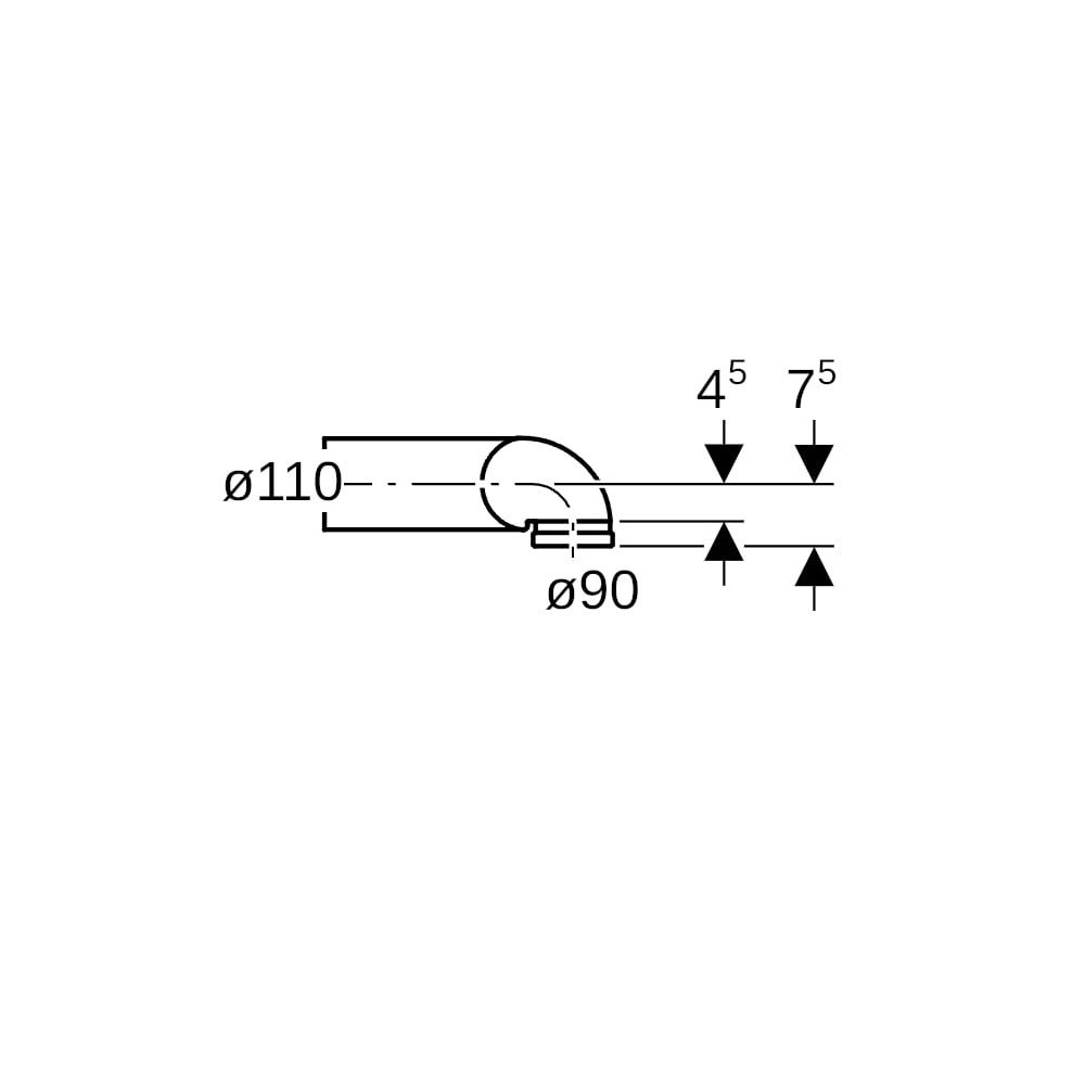 Geberit PE Anschlussbogen 90 Grad für Wand-WC, rechts gekröpft, mit Erweiterung, d 1... GEBERIT-367914161 4025416033127 (Abb. 6)